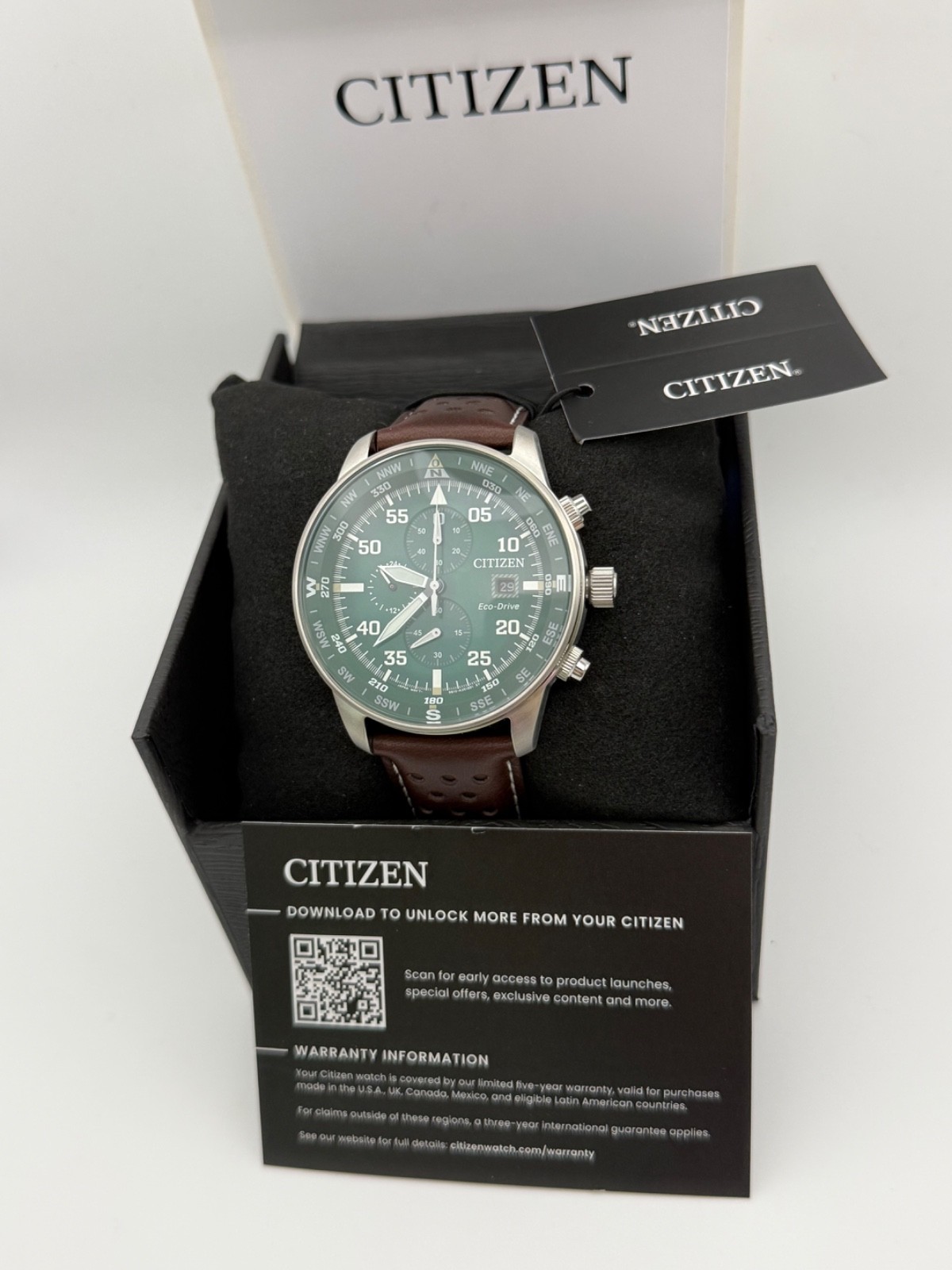 Citizen CA0699-08X Eco-Drive Sport Brycen Mens 44mm Chronograph Green Dial Watch