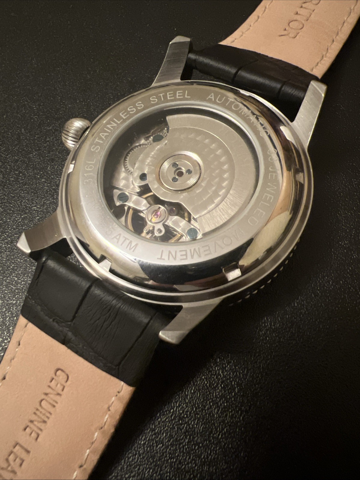 Heritor Automatic Piccard Semi-Skeleton Leather-Band Watch