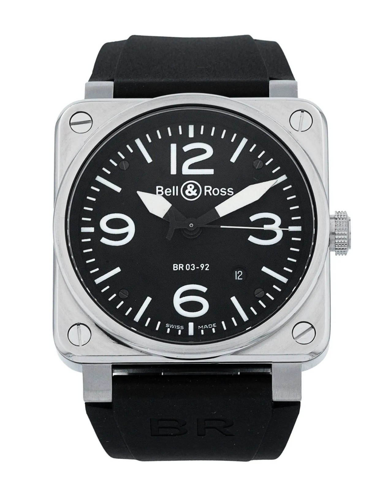 Bell & Ross Aviation BR03-92-S BR03-92 Black Dial Date Rubber Men’s Watch