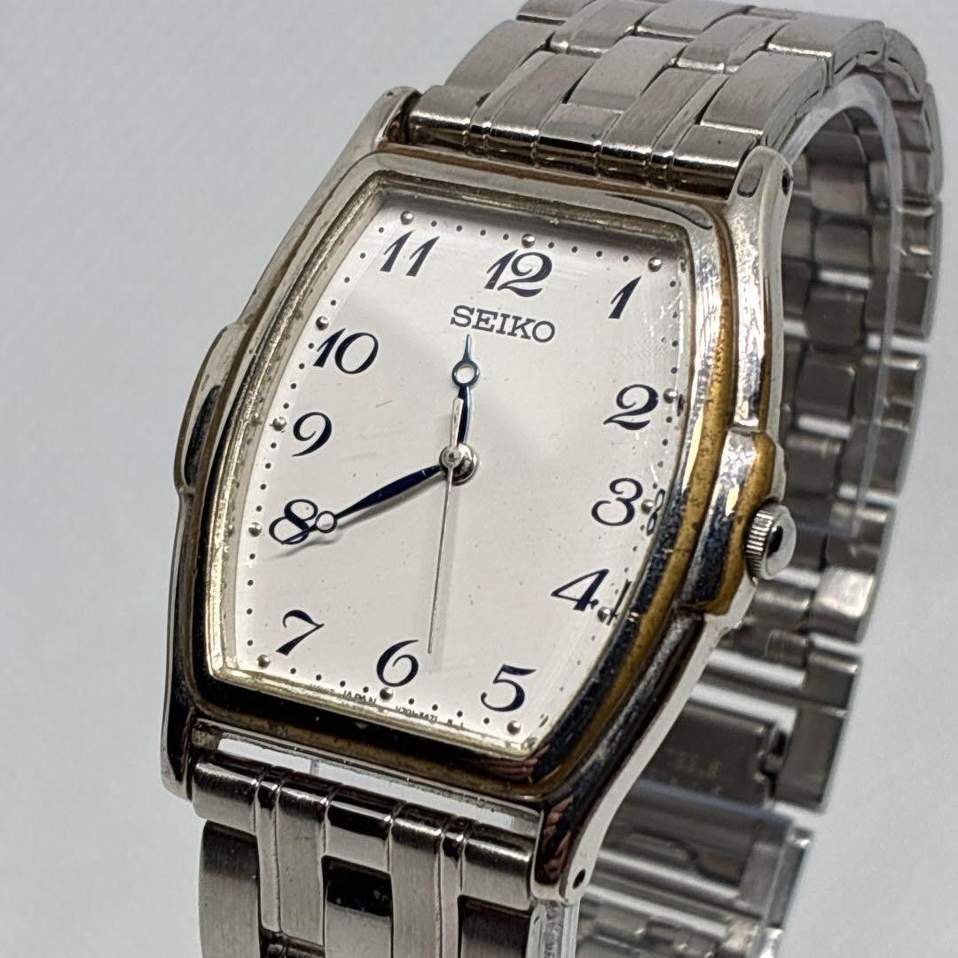 Good condition Operational SEIKO Men’s Watch 1998 Vintage Blue Hands Tonneau Typ