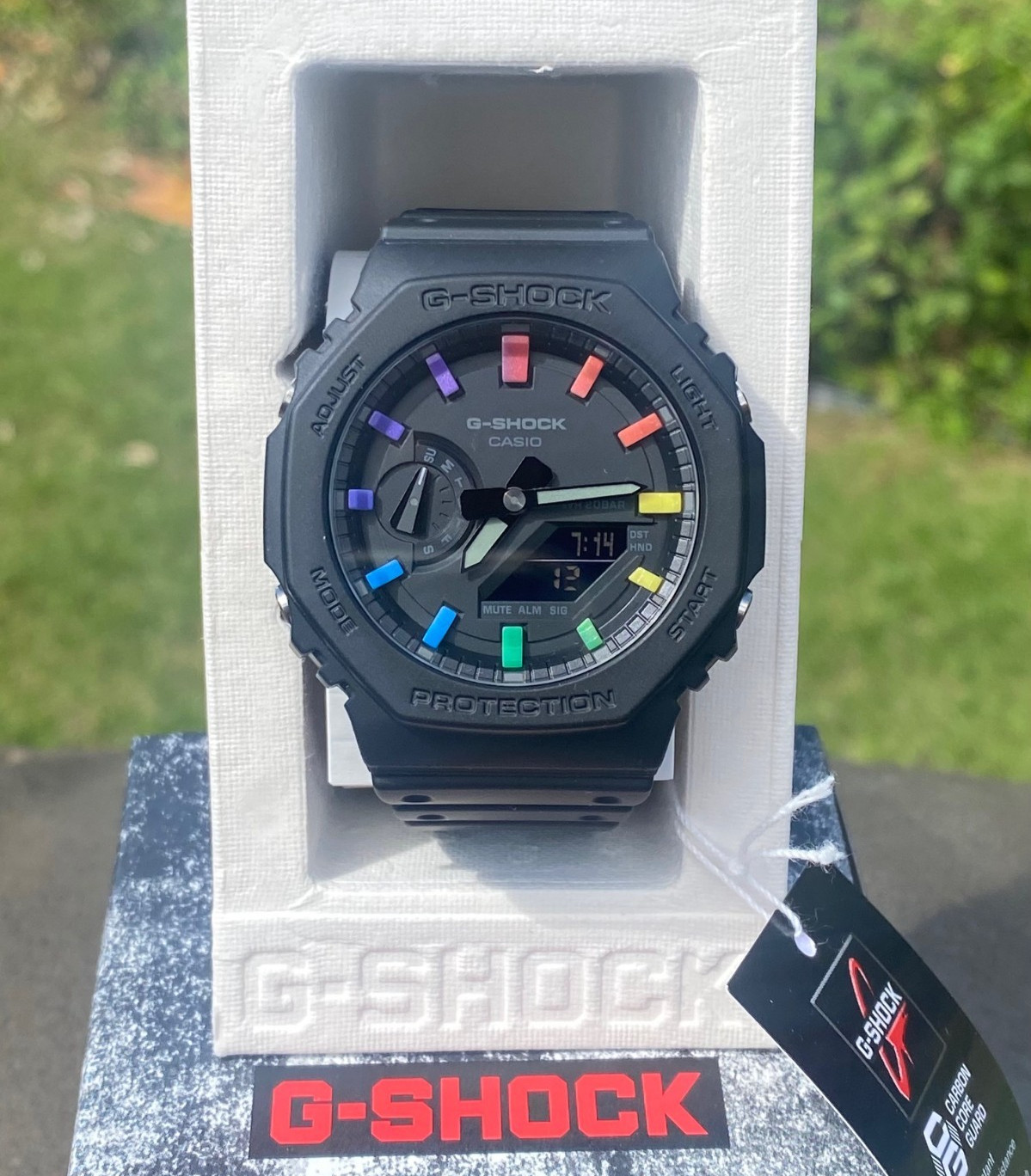 New Casio G-Shock GA2100 Rainbow Black or White Carbon Digital Watch Limited MOD