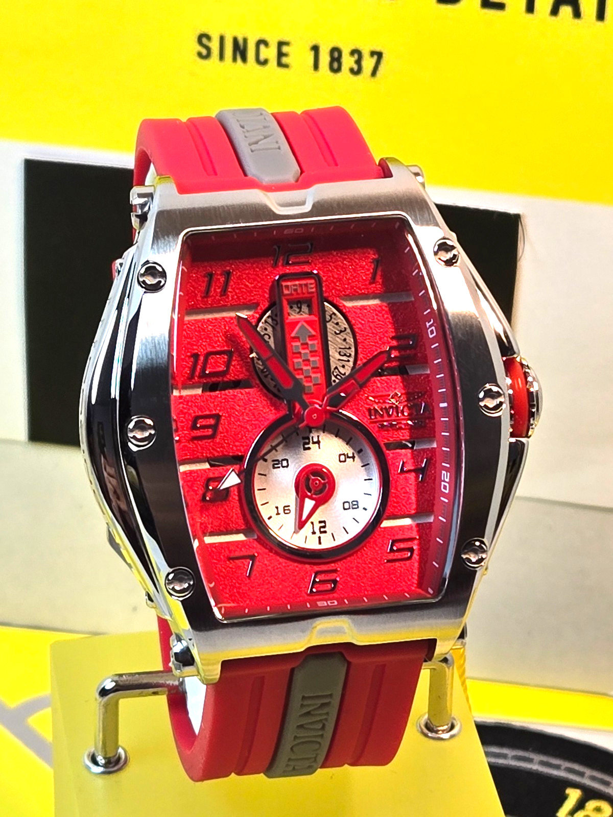 Invicta Vibe Racing Mens Watch 57mm Red & Gray w/ Red Carbon Fiber Racing Dial
