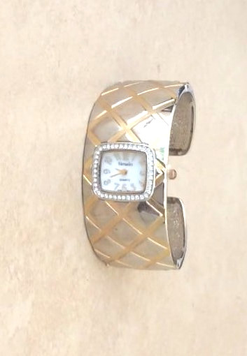 Versales Two Tone Women’s Bangle Watch Mother of Pearl Dial Makes Perfect Gift!
