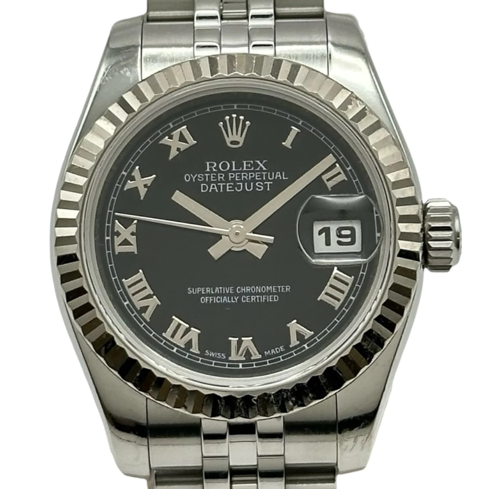 Rolex Datejust 26 179174 Black White Gold/SS #189