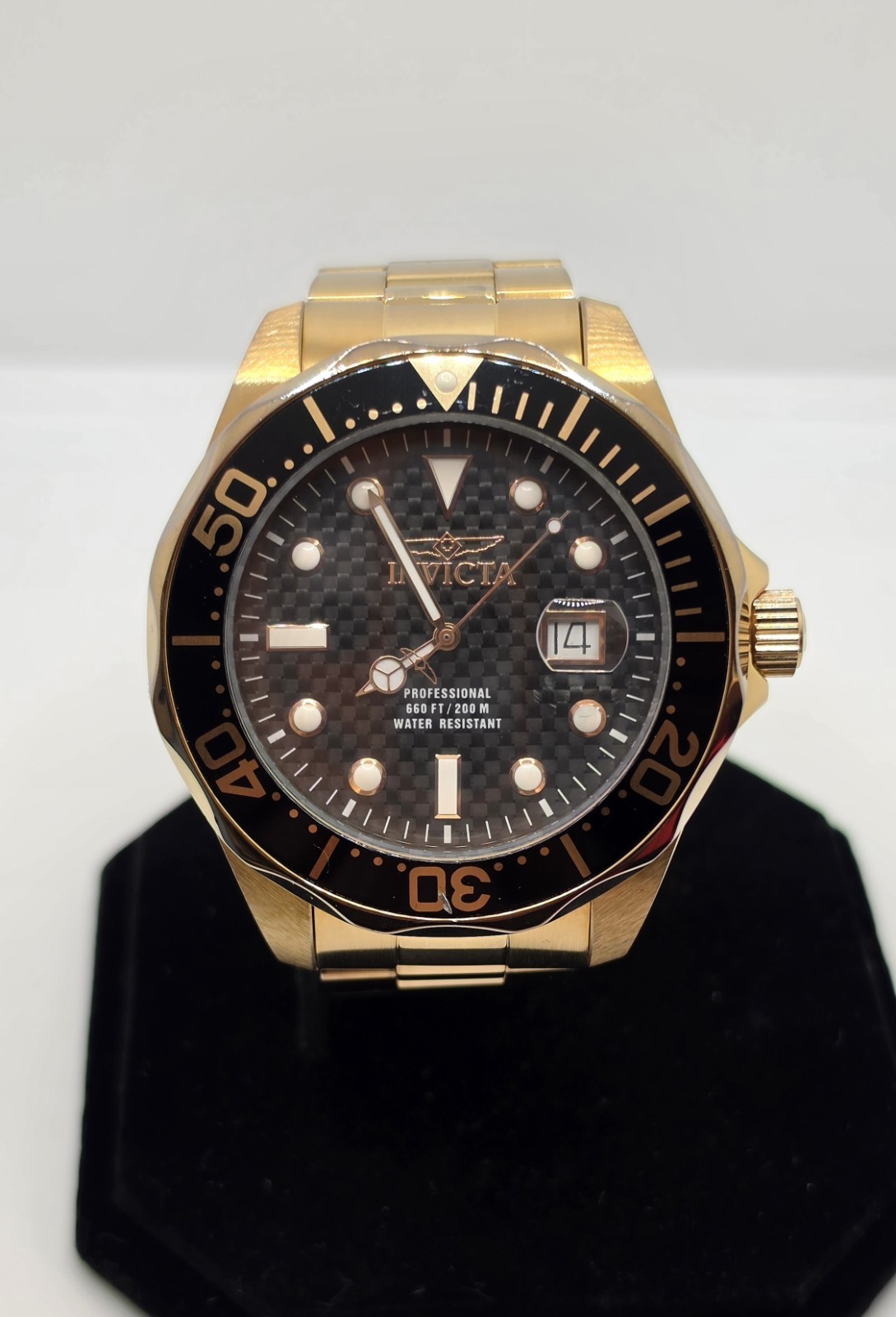 Invicta Pro Diver 14541 Men’s 47mm Rose Gold Black Carbon Fiber Quartz Watch