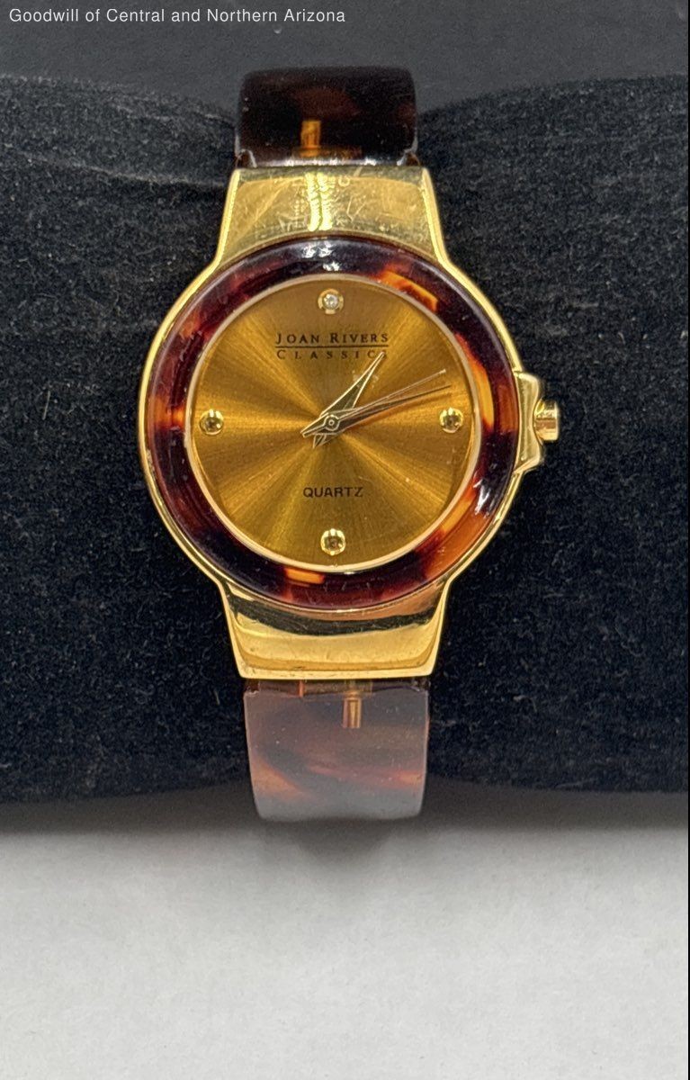 Vintage Joan Rivers Classics Tortoise Shell Cuff Ladies Watch