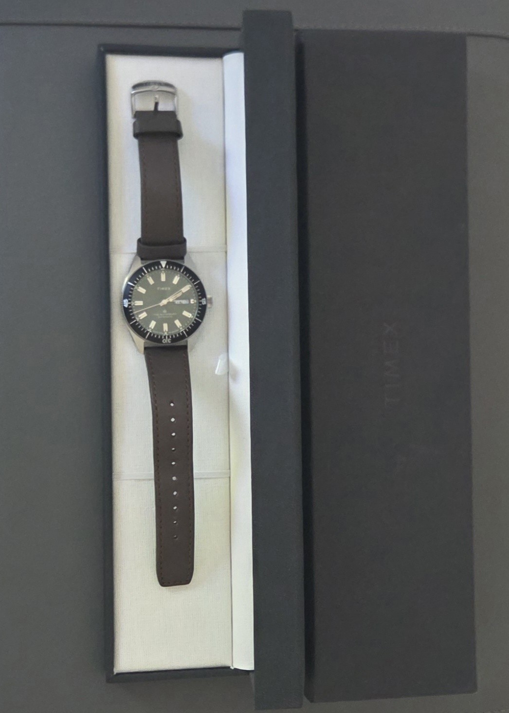 Timex Waterbury Automatic 40mm Green Dial Brown Leather Strap TW2V24700