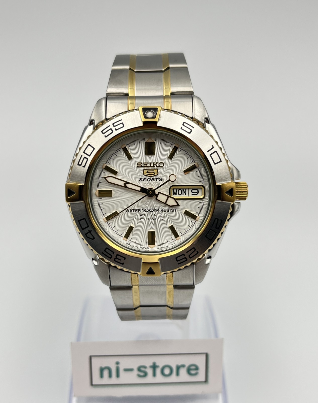 SEIKO 5 Sports 7S36-00Y0 Men’s Automatic White Gold Watch 23J Japan – Rank A