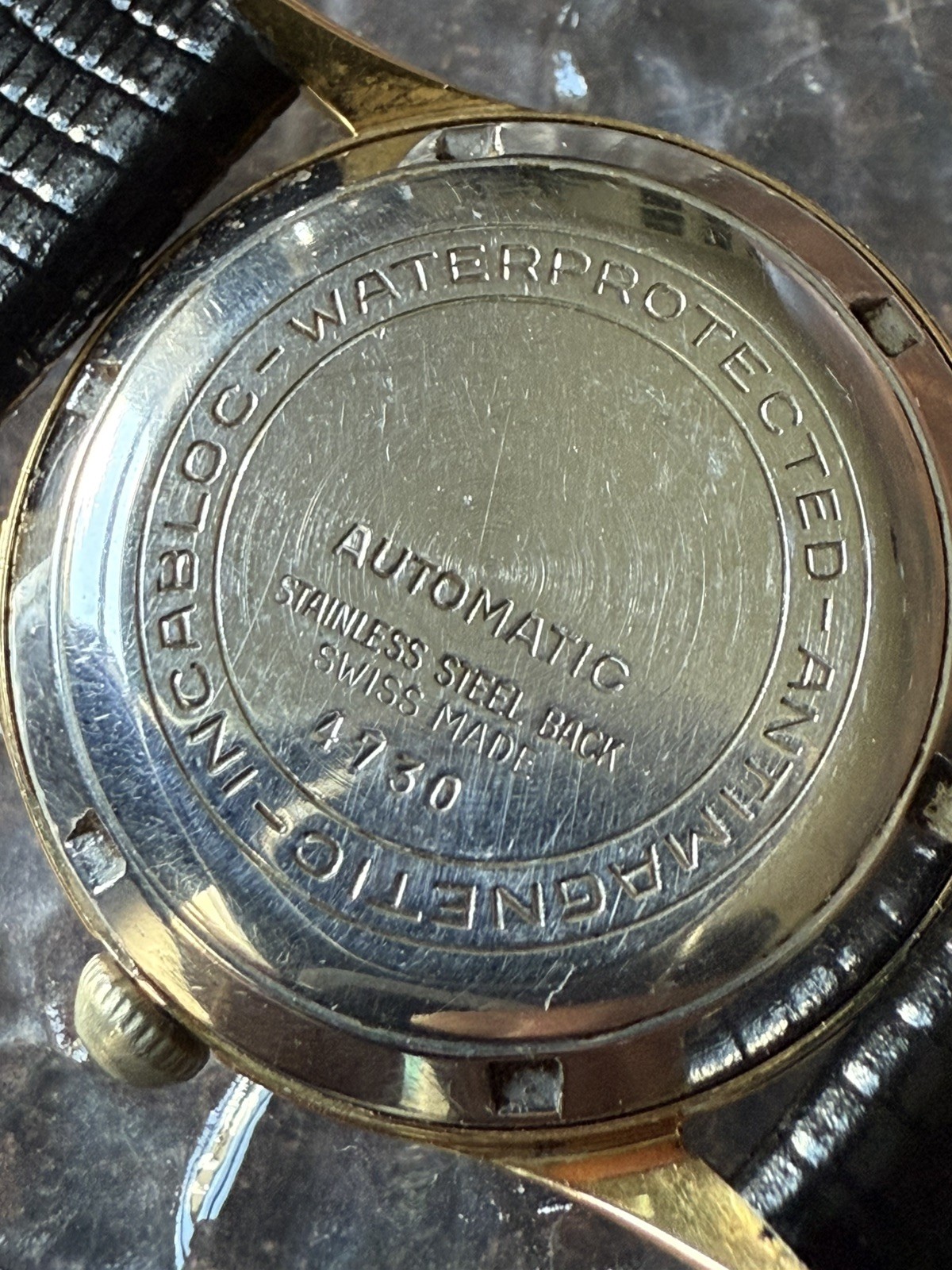 Bucherer Vintage 4730 Black Enamel Dial Date 1960s Swiss Automatic Rare Works