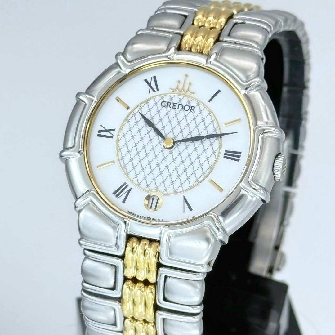 Seiko Credor Entrata 9579-6000 Quartz White Roman Dial Combi Mens Watch Japan