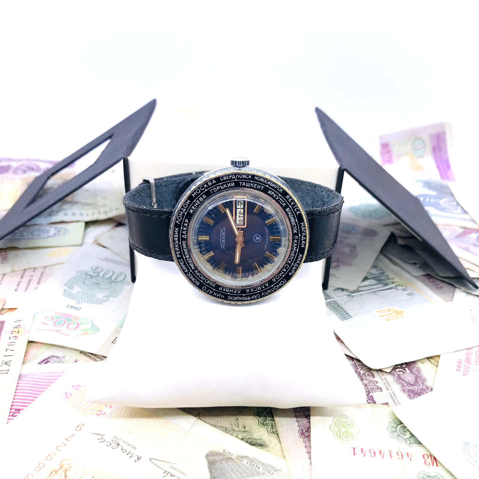🌎 Rare Blue Mechanical Watch Raketa City Cities World Time 2628 Soviet USSR 🛠