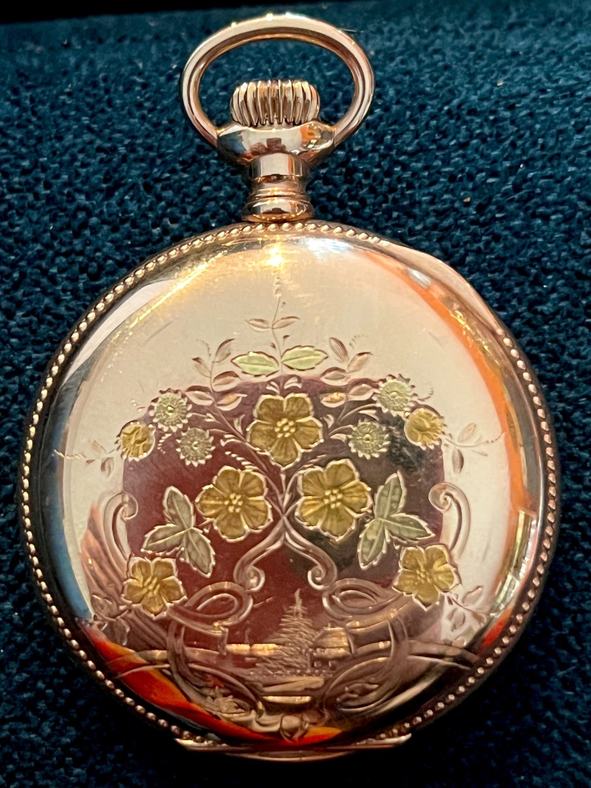 Antique Waltham Ladies Pocket Watch 14K Gold-filled Crescent Hunter Case c.1904