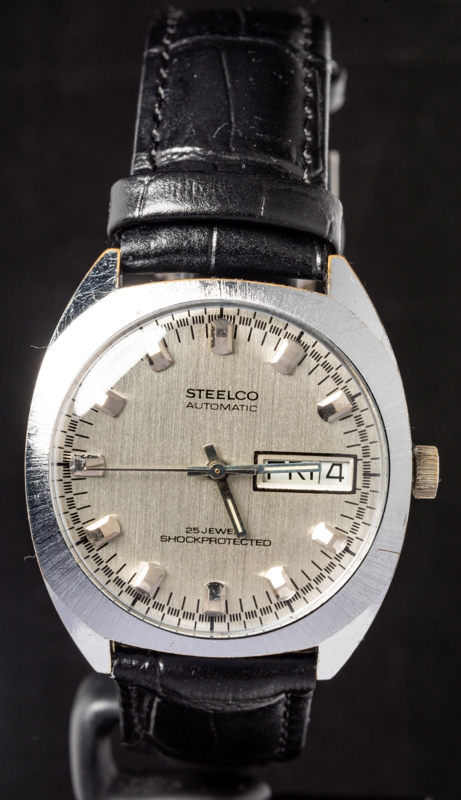 Steelco Silver Brushed Dial Men’s Automatic Vintage Watch — Working