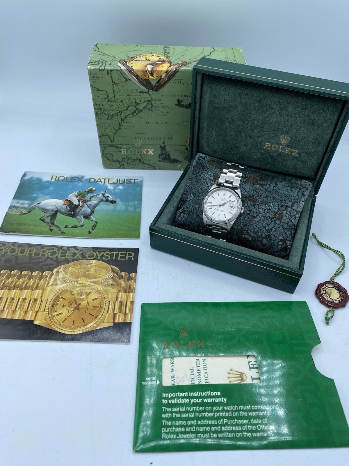 1991 Rolex 15200 Oyster Perpetual Datejust 34mm Stainless Steel Box Papers