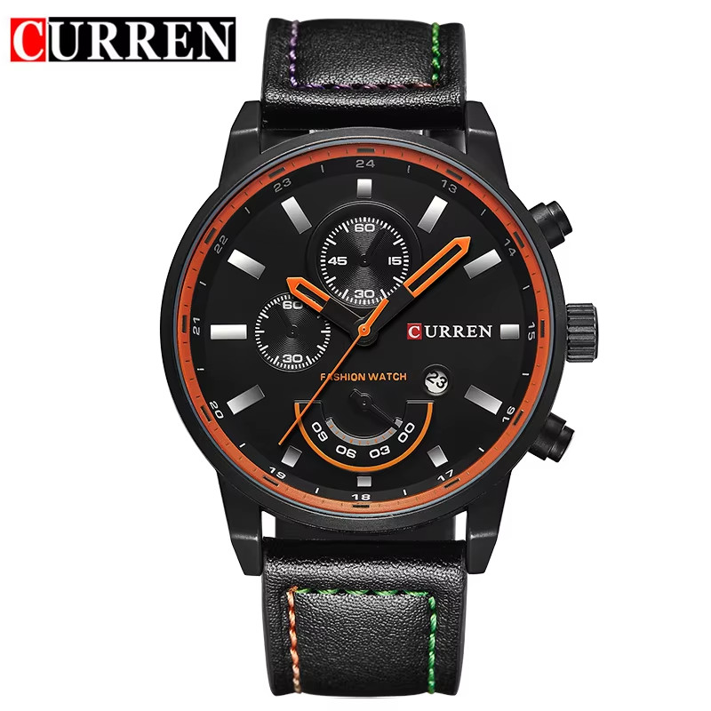 Curren 8217 Men’s Quartz Watch Leather Band Steel Case 26mm