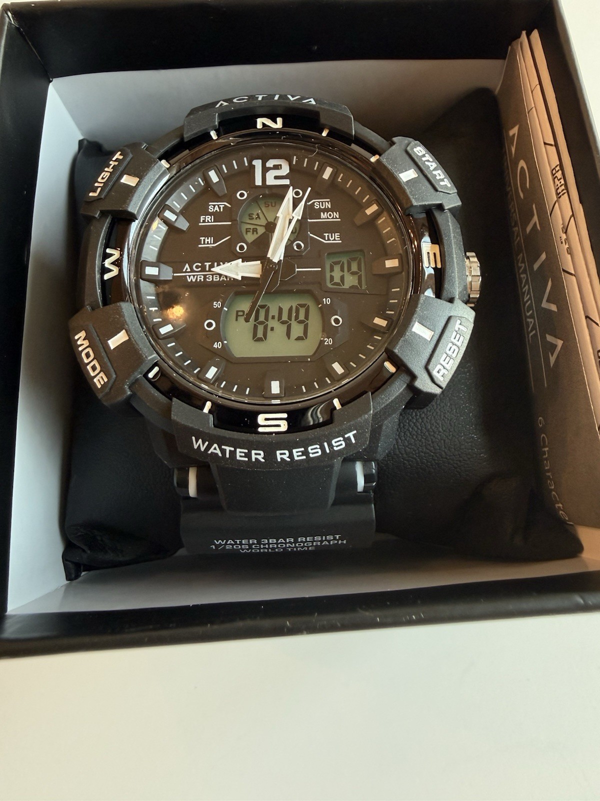Activa x Invicta ACW8045-003 53mm Black Sport Watch Quartz NWT Box 50M