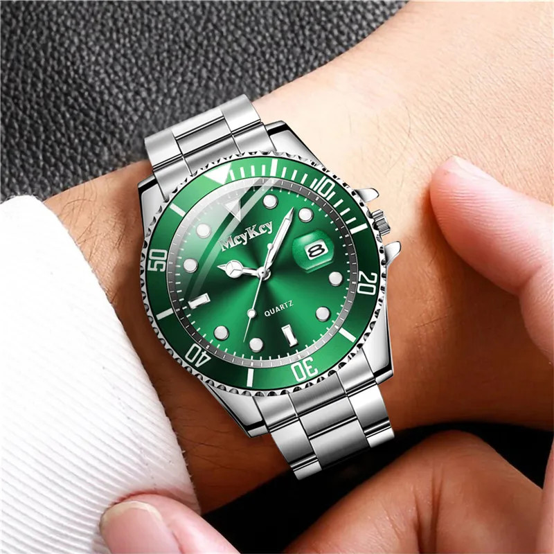 Fashion Men Business Watches Stainless Steel Band Men Calendar Quartz Watch