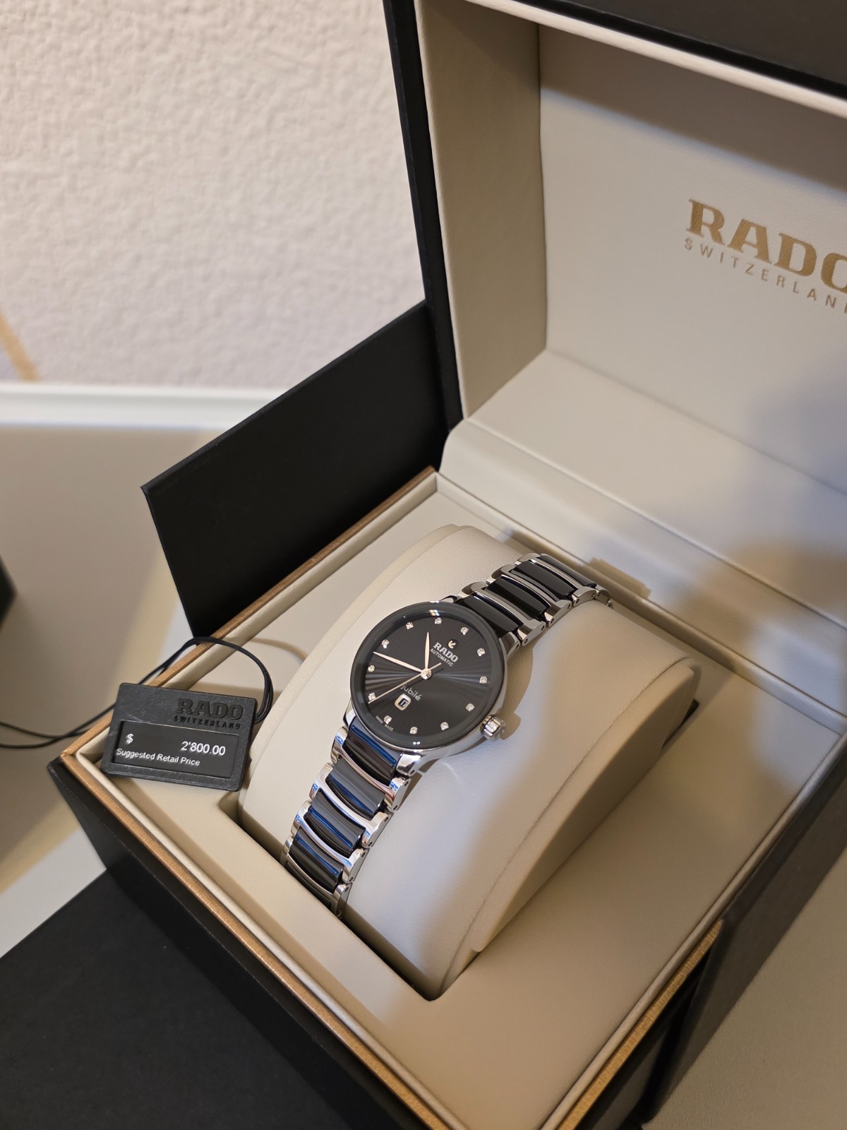 Rado Centrix Automatic 12 Diamond Women Watch – Saphire Crystal, Ceramic Strap