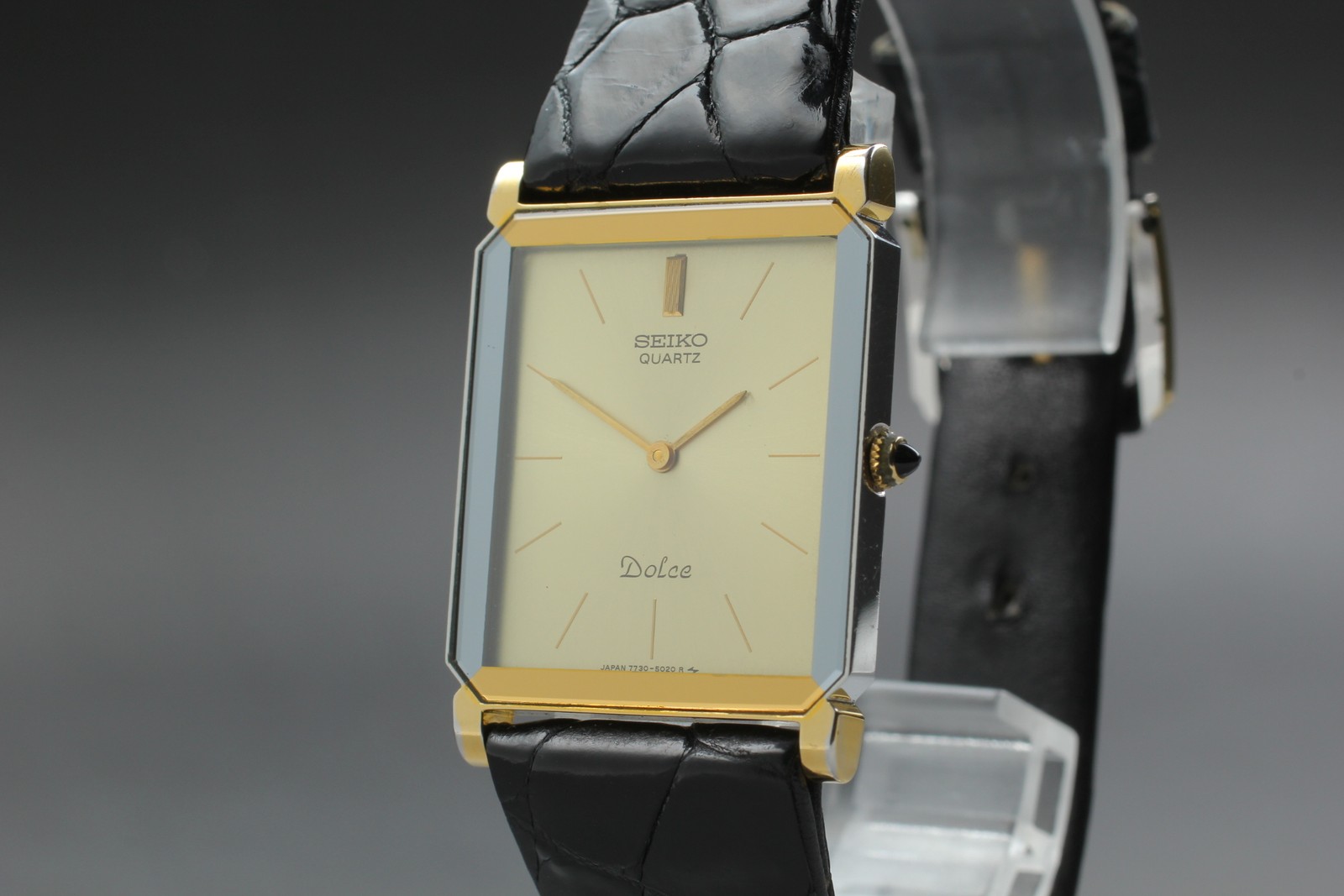 [Exc+5] Vintage SEIKO Dolce 7730-5020 Square Tank Shape Men Watch From JAPAN