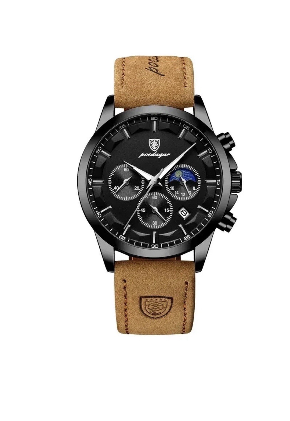 Poedagar watches Sports Luxury Men Waterproof Luminous Date Leather Watches