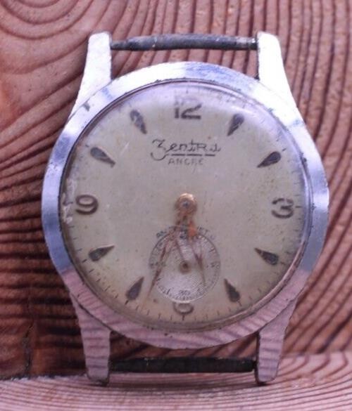 ZENTRA ANCRE SWISS VTG MEN’S WRIST WATCH 30.3mm 16.5mm LUG 15j FOR REPAIR (KH)