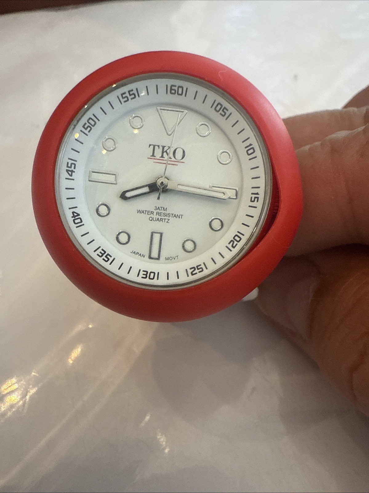 TKO Slapper White / Red Heart Wrist Slap Watch With Silicone Slip On Bracelet