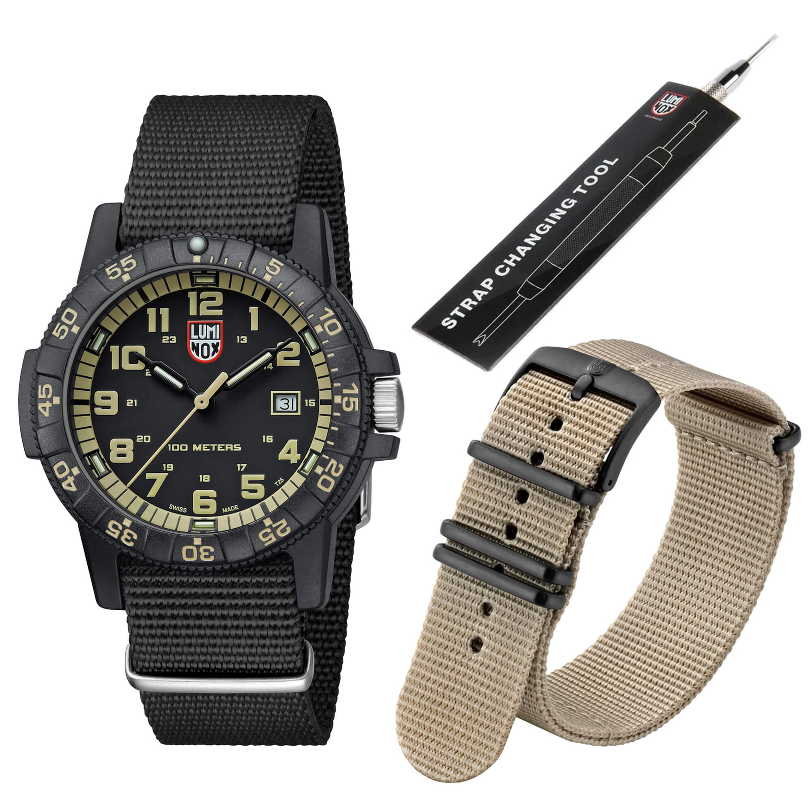 Luminox 0333 Men’s Sea Turtle Giant Black Nylon Strap Quartz Watch Set