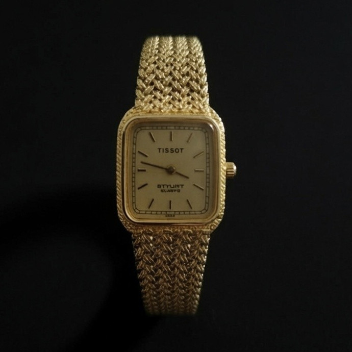 Tissot Stylist Swiss Made Quartz Women’s Square Gold Case Yellow Gold Bracelet