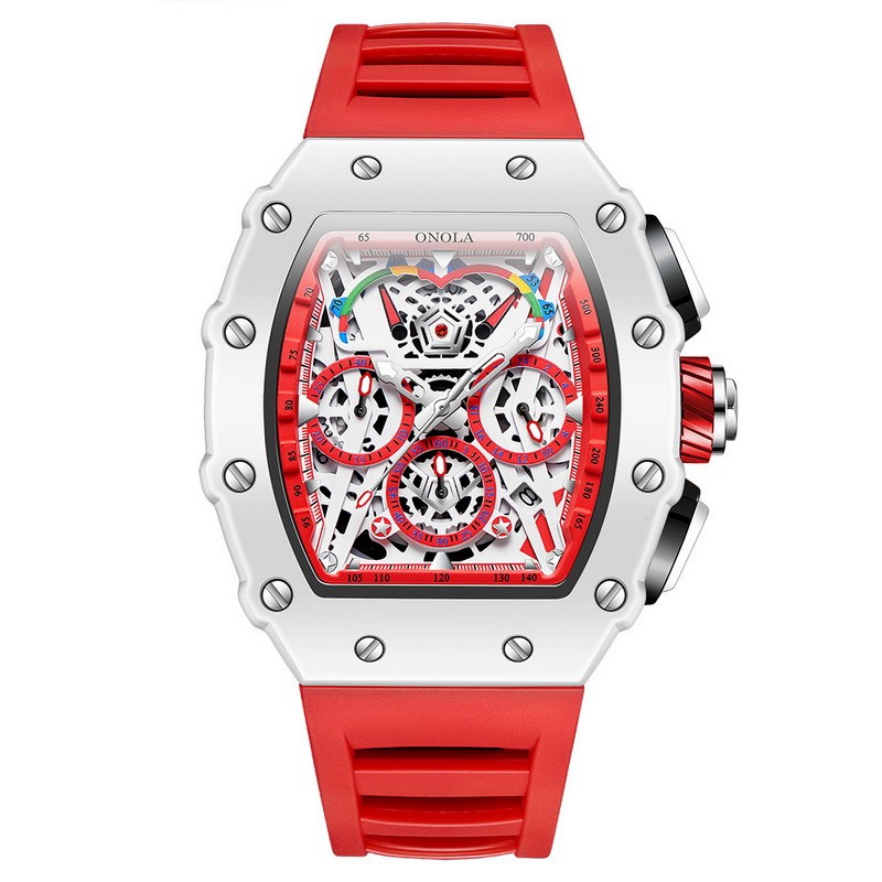 ONOLA Men’s Tonneau Multifunction Chronograph Luminous Calendar Quartz Watch