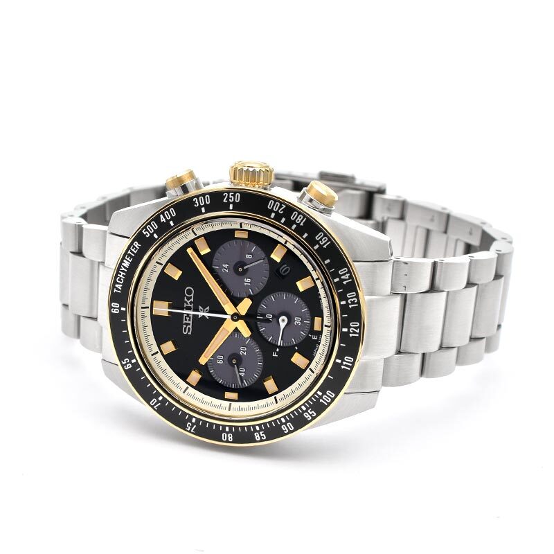 SEIKO PROSPEX SBDL113 SPEEDTIMER Sport Solar Chronograph Watch Black Dial 41.4mm