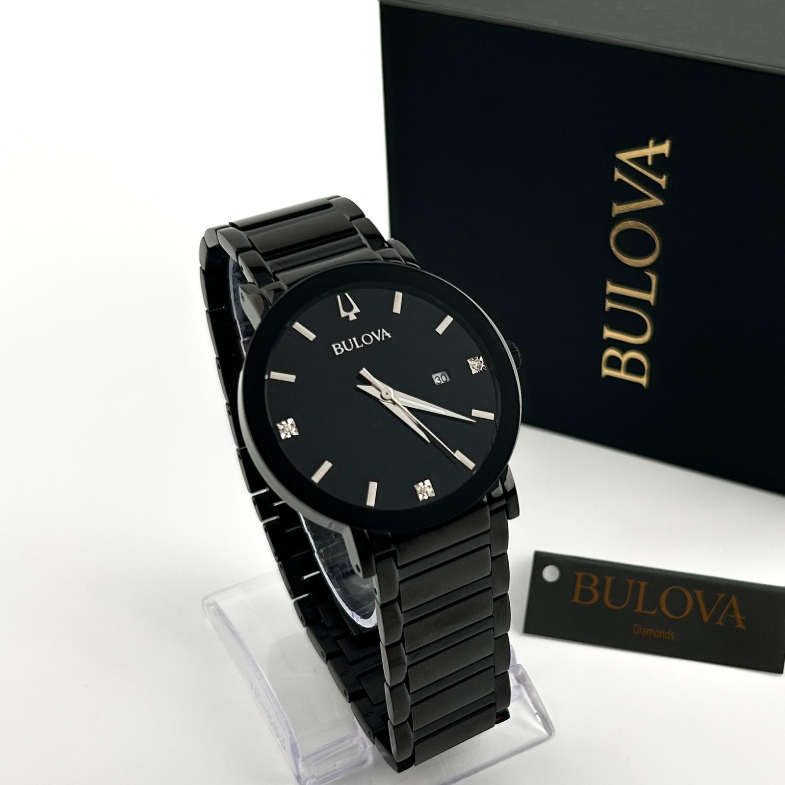 Bulova 98D144 Modern Quartz Calendar Black Men’s Stainless Steel Watch 42 MM