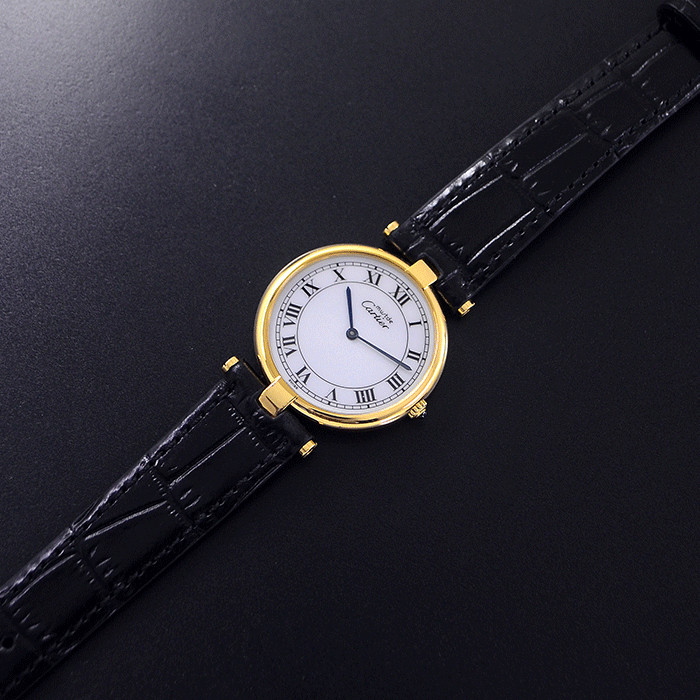 Vintage Cartier Must De Vendome Vermeil Quartz White Dial Dress Men’s Watch
