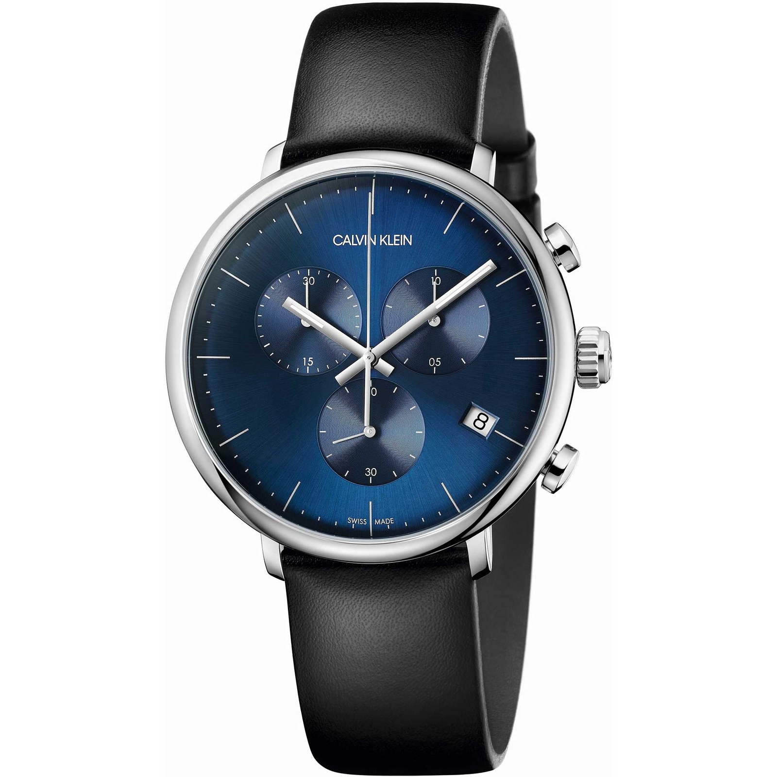 Orologio Uomo CK CALVIN KLEIN HIGH NOON K8M271CN Chrono Pelle Nero Blu