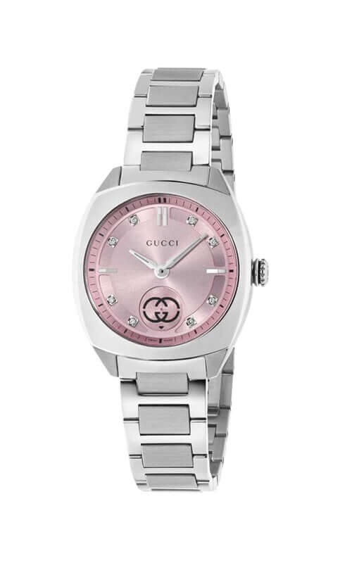Gucci Interlocking G Quartz 29mm Pink Dial Ladies Watch with Diamonds # YA142511
