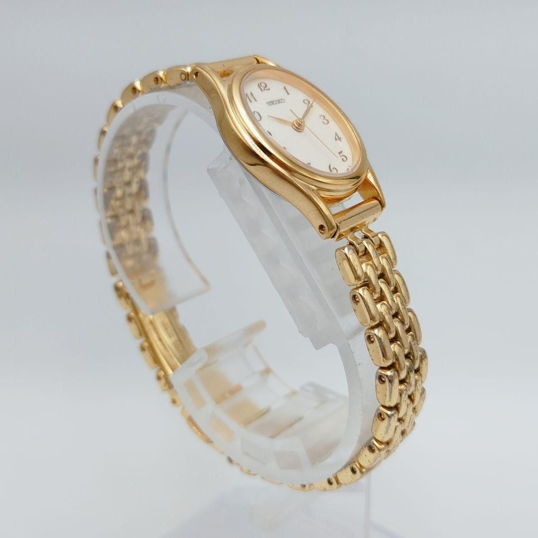 SEIKO Vintage Gold Ladies Quartz Watch New Battery Working Used Authentic Japan