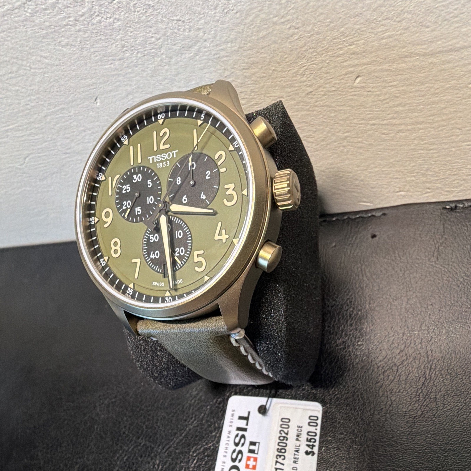 Tissot 1853 Quartz Chronograph Green Dial Bronze Case Green Leather Strap