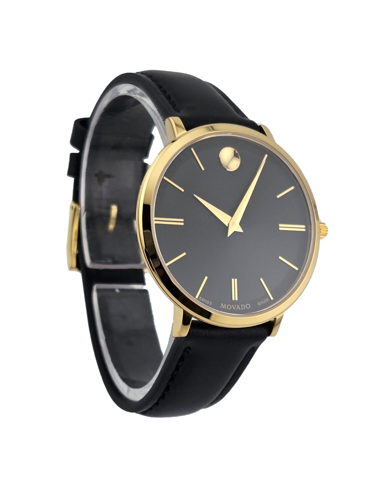 Movado Ultra Slim 0607091 Black Dial Leather Strap Women’s Watch