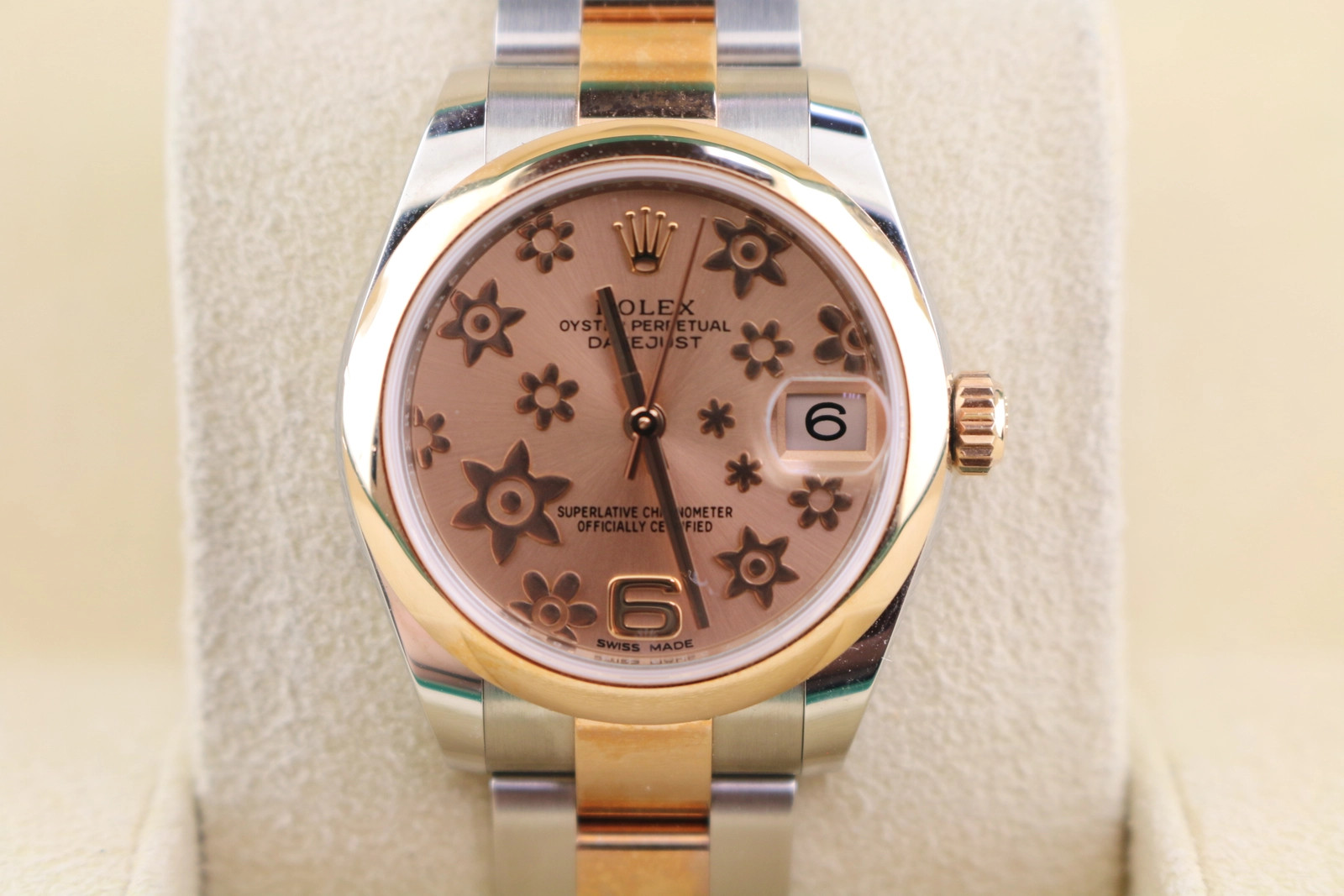 2018 Rolex Datejust 178241 Pink Floral Dial TT Rose Oyster With Papers 31mm