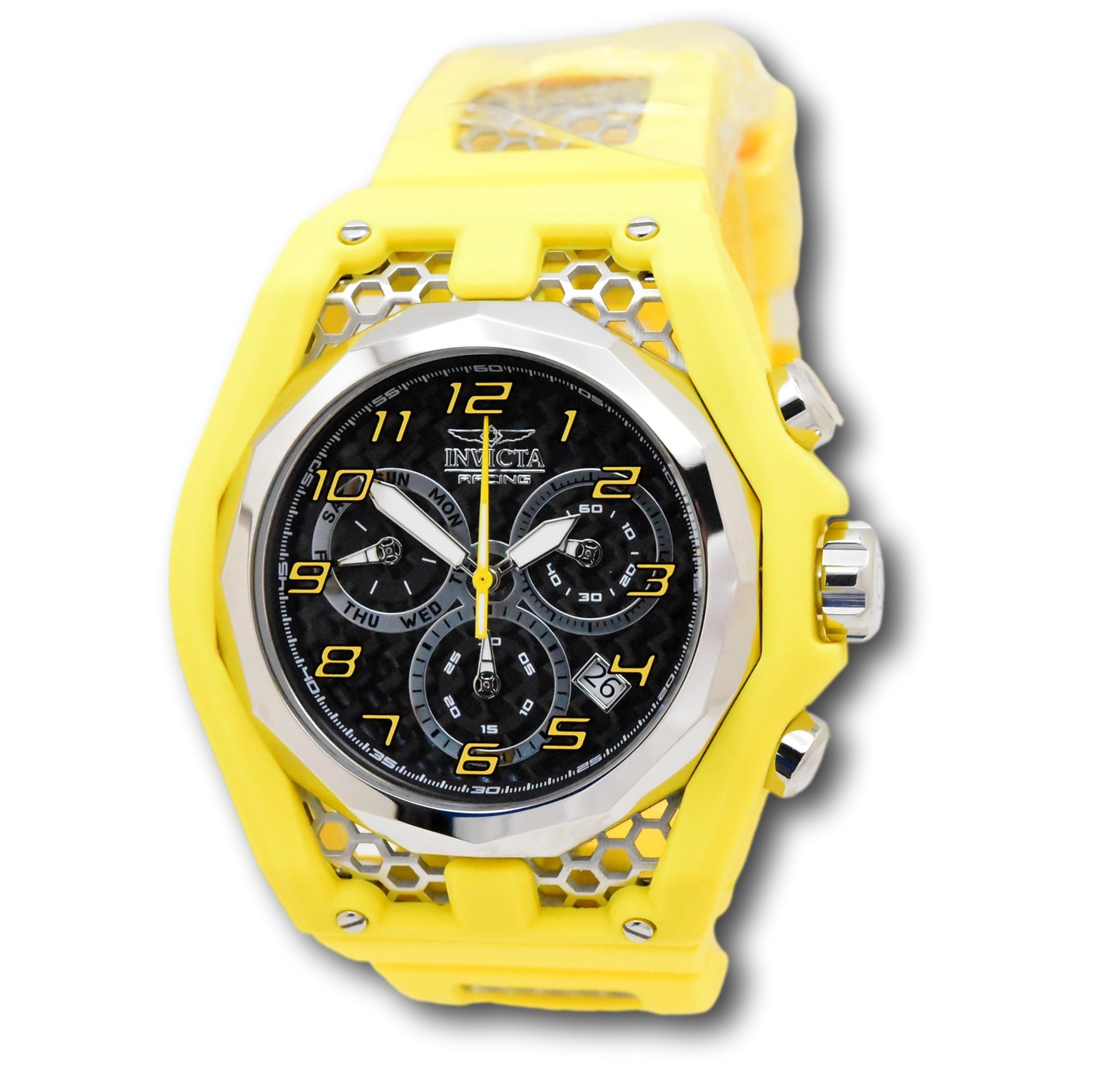 Invicta Racing Carbon Fiber Dial Men’s 53mm Swiss Chrono Watch 47206 RARE