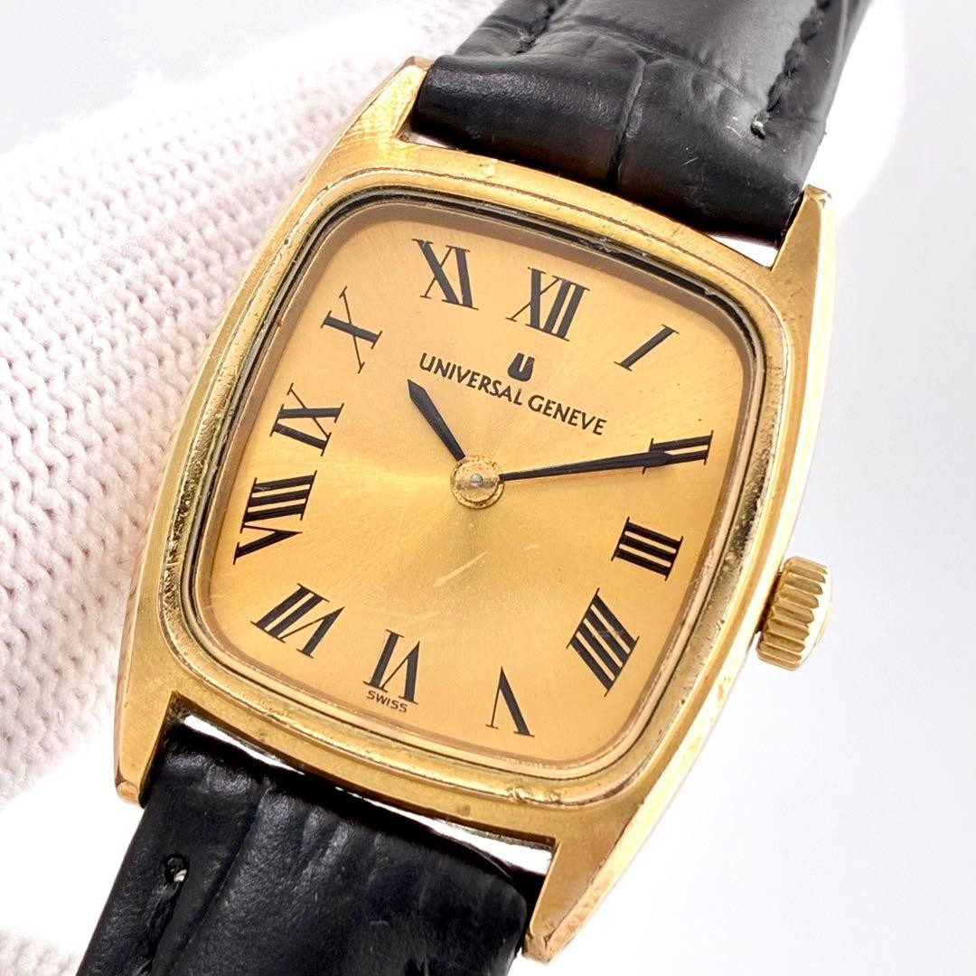 UNIVERSAL GENEVE Manual Wind Ladies Watch 22mm 18.5cm Gold Roman Square
