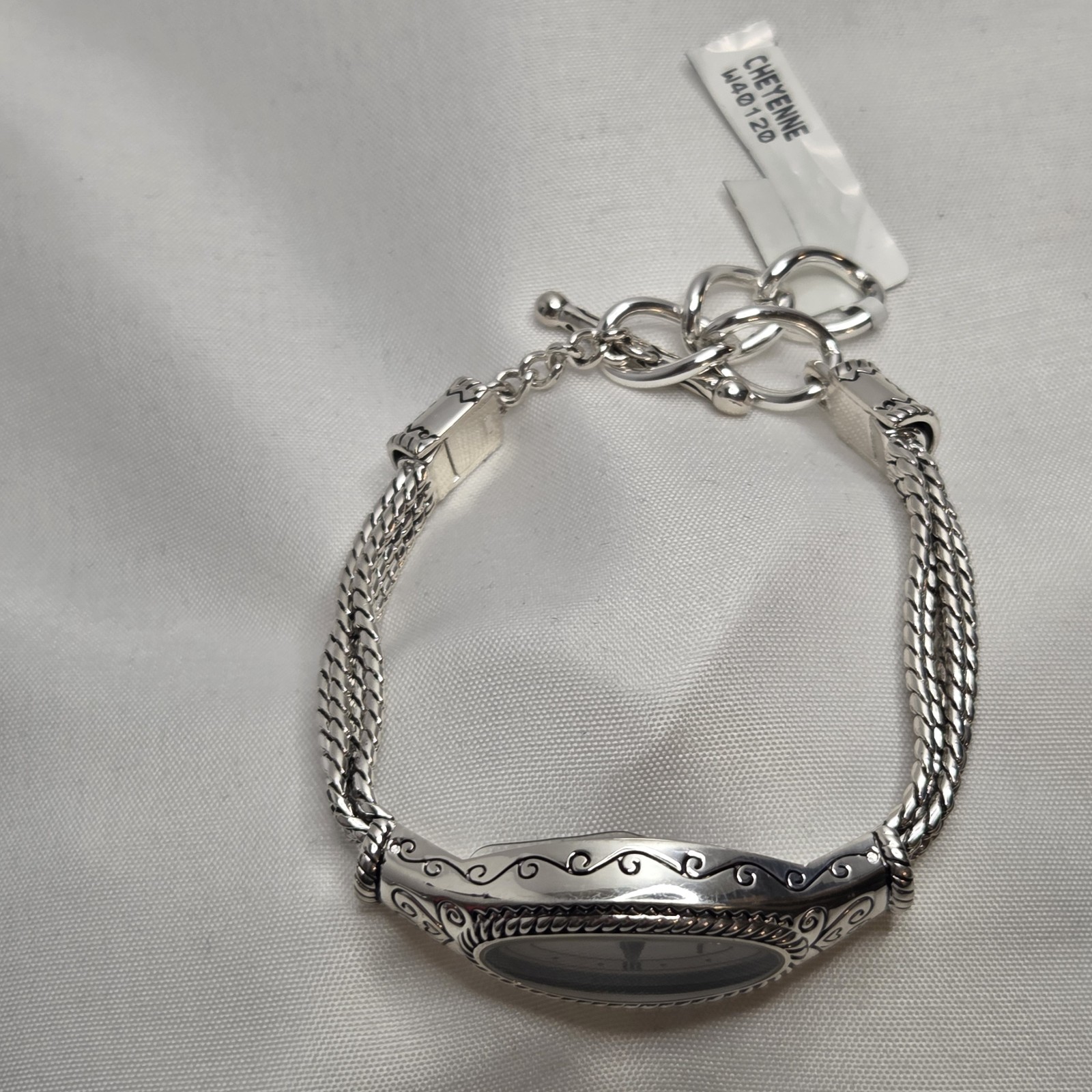 Brighton Cheyenne Watch W40120 Silver Plate Oval Face Braided Band Working New