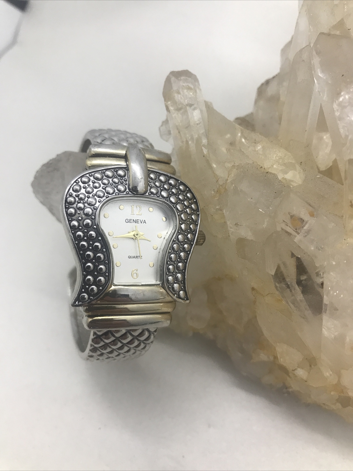 Geneva Belt Buckle Cuff Bracelet Watch With New Battery