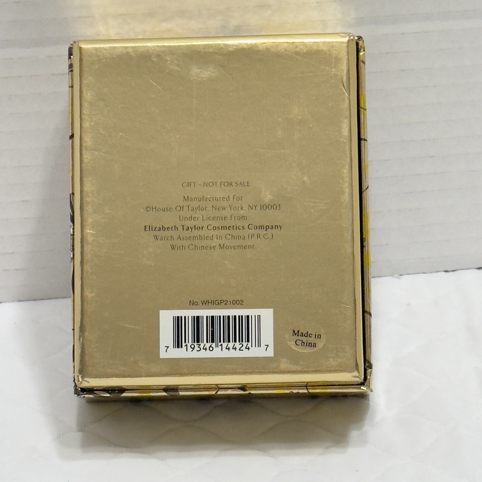 ELIZABETH TAYLOR WHITE DIAMONDS Floral Rhinestone Gold Anniversary Watch in Box
