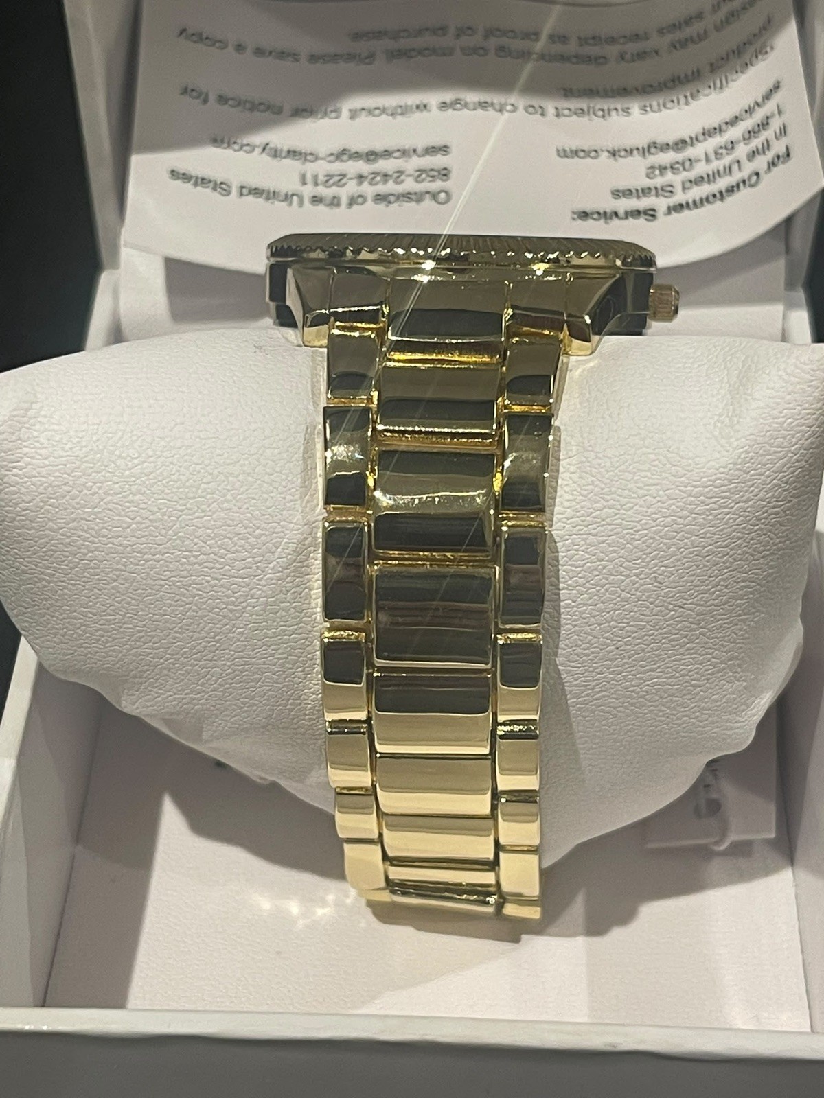 Steve Madden Genuine Crystal Accented Women’s Watch Gold Tone