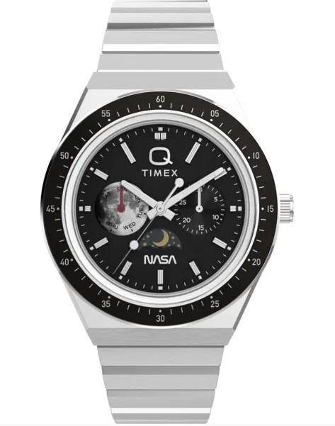 Q Timex x NASA Space Moon Phase Stainless Steel Men’s Watch TW2Y56700