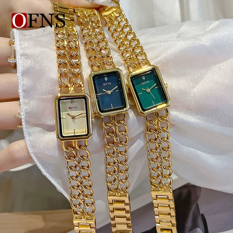 Women’s simple and fashionable small square dial quartz waterproof watch