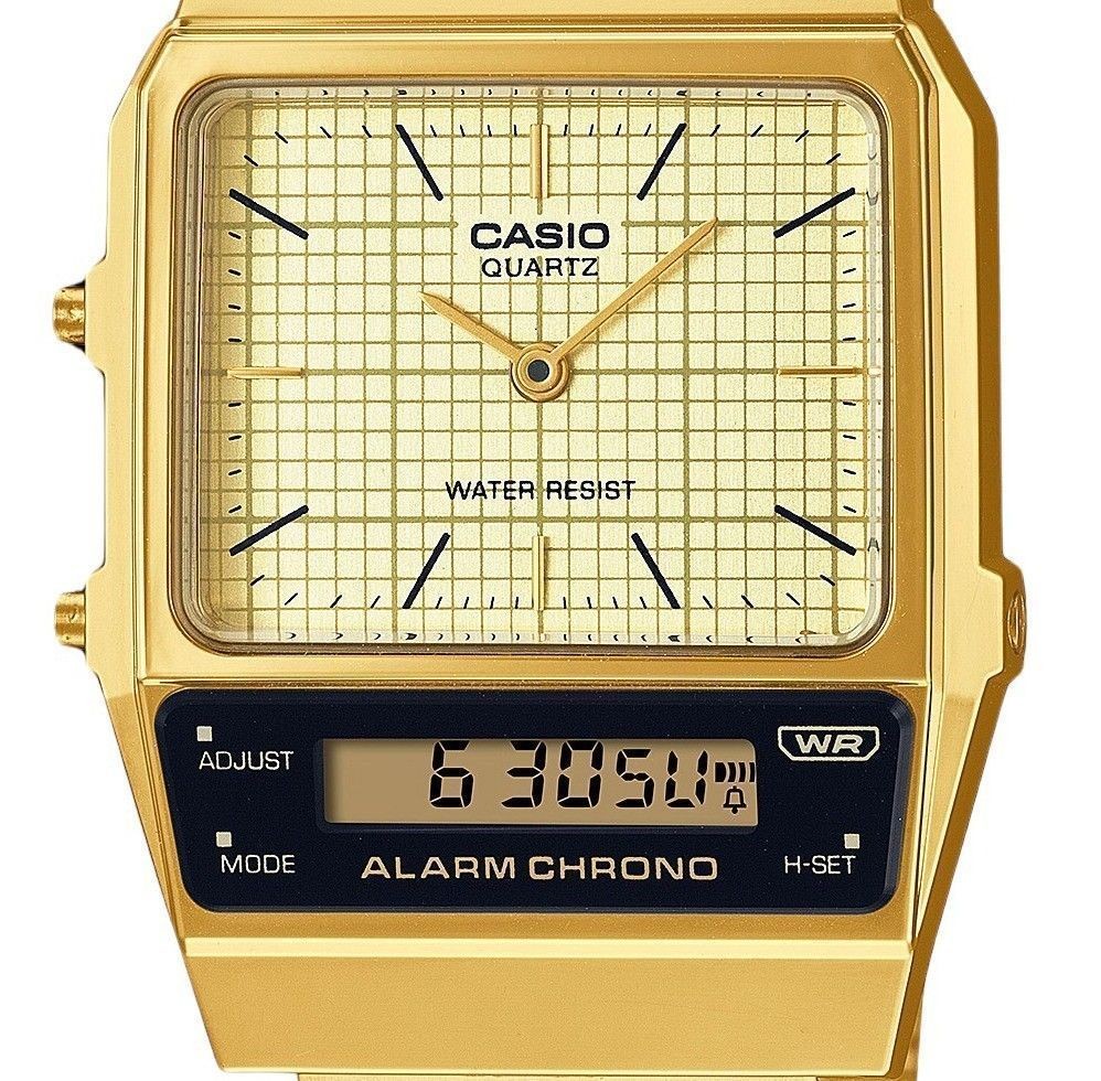 Casio Vintage Gold Ion Plated Alarm Stopwatch Calendar AQ-800EG-9A Unisex Watch