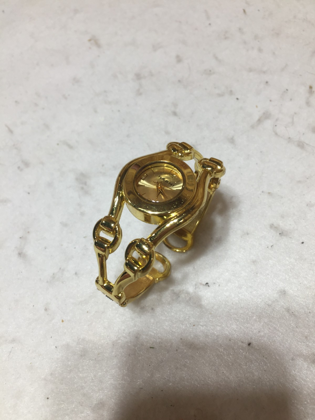 VTG Narmi Watch Gold-Tone Spring Clamp Bracelet Style Japan Movt