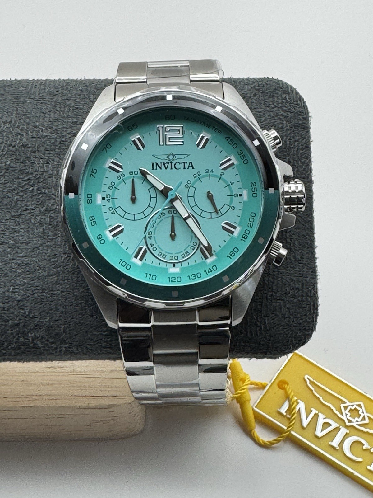 Invicta Speedway Wristwatch Chronograph Turquoise Dial Stainless Steel Bracelet