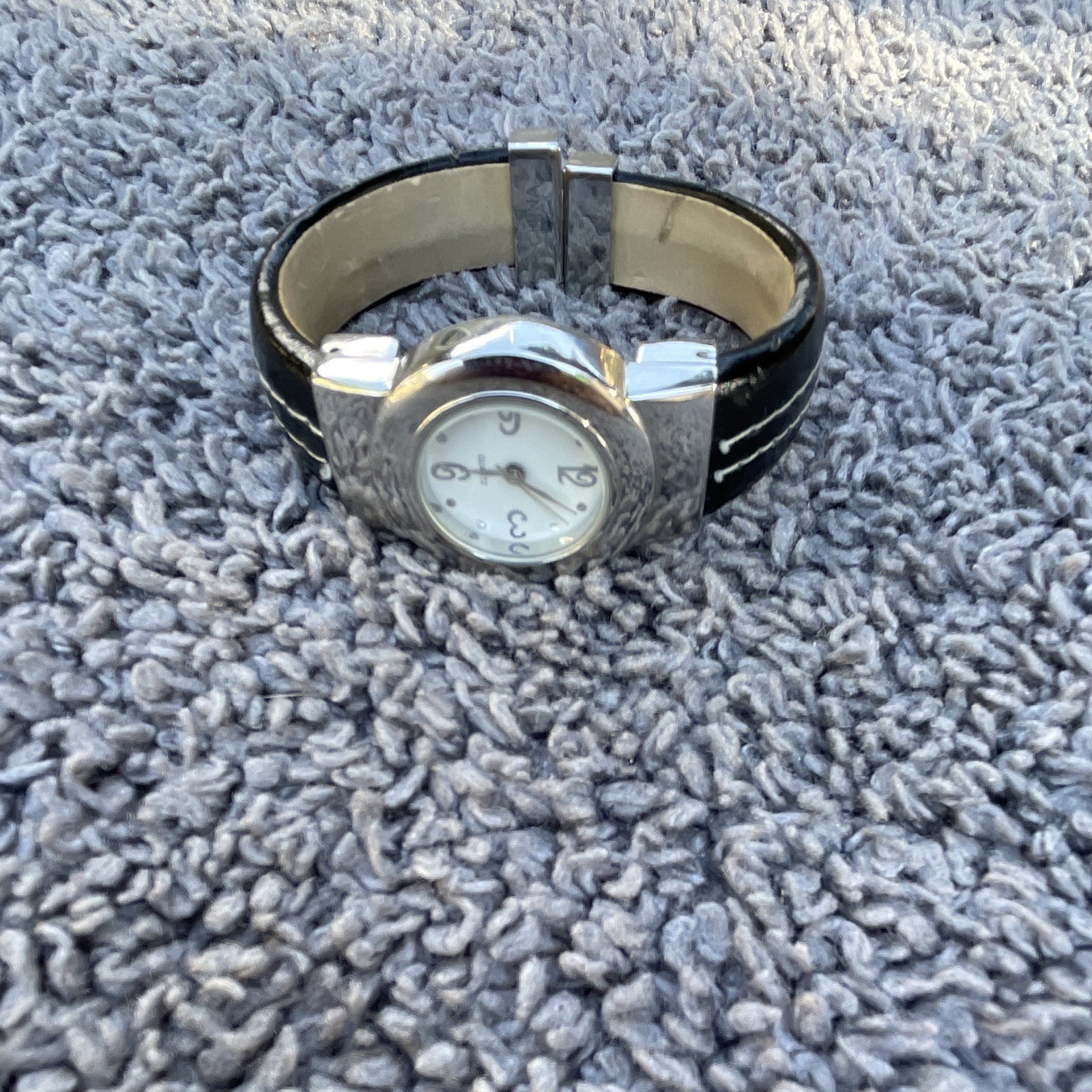 Women’s Two Tone Silver Black Cuff Watch